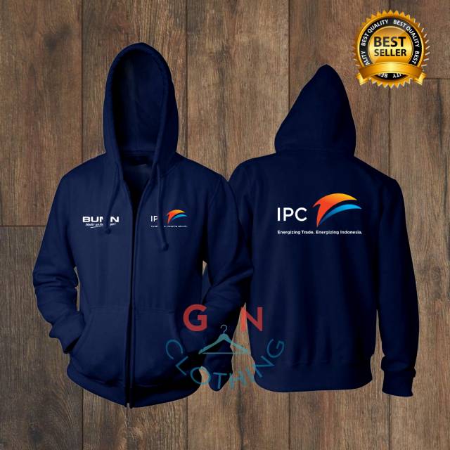 JAKET HOODIE ZIPPER IPC PELINDO BUMN LOGO