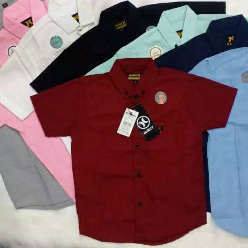 Kemeja Anak laki-laki warna polos Lengan Pendek  Size 1-10 Tahun -