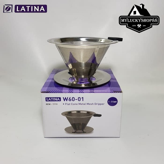 Latina W60.01 Metal Dripper - V60 Flat Cone Stainless Mesh REW-1113