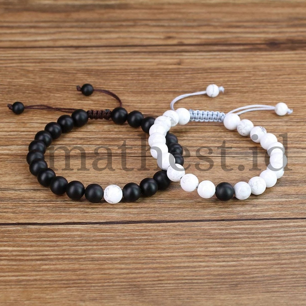 Gelang Couple Batu Alam Hitam Putih