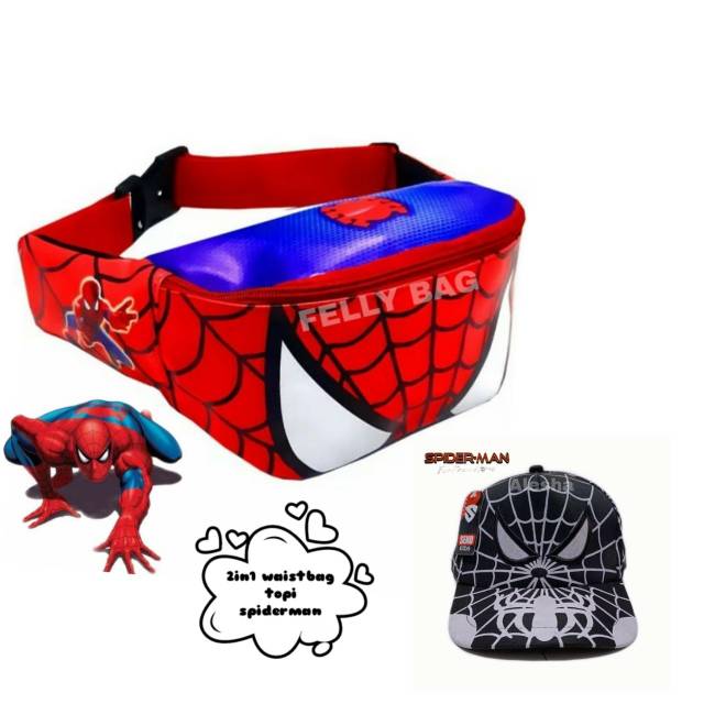 Waistbag anak spiderman cowok / topi karakter spiderman