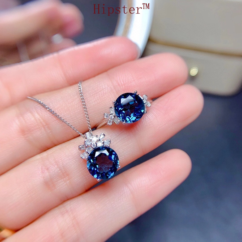 New Fashion Natural Sapphire Pendant Adjustable Ring Delicate Necklace