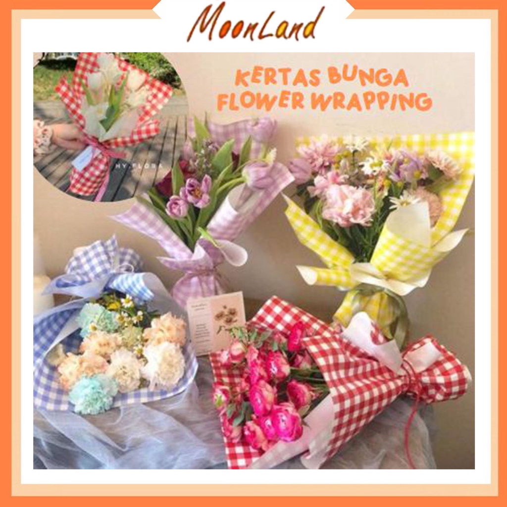 MoonLand Kertas Bunga Line Color Waterproof / Flower Wrapping / Kertas Buket Bunga / Kertas Kado / Flower Paper bouquet / Cellophane (612-617)