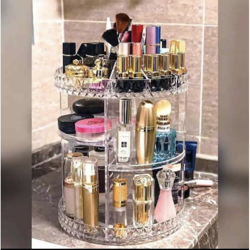 Rak Kosmetik Acrylic Putar 360 Derajat Transparan Tempat Make Up Organizer