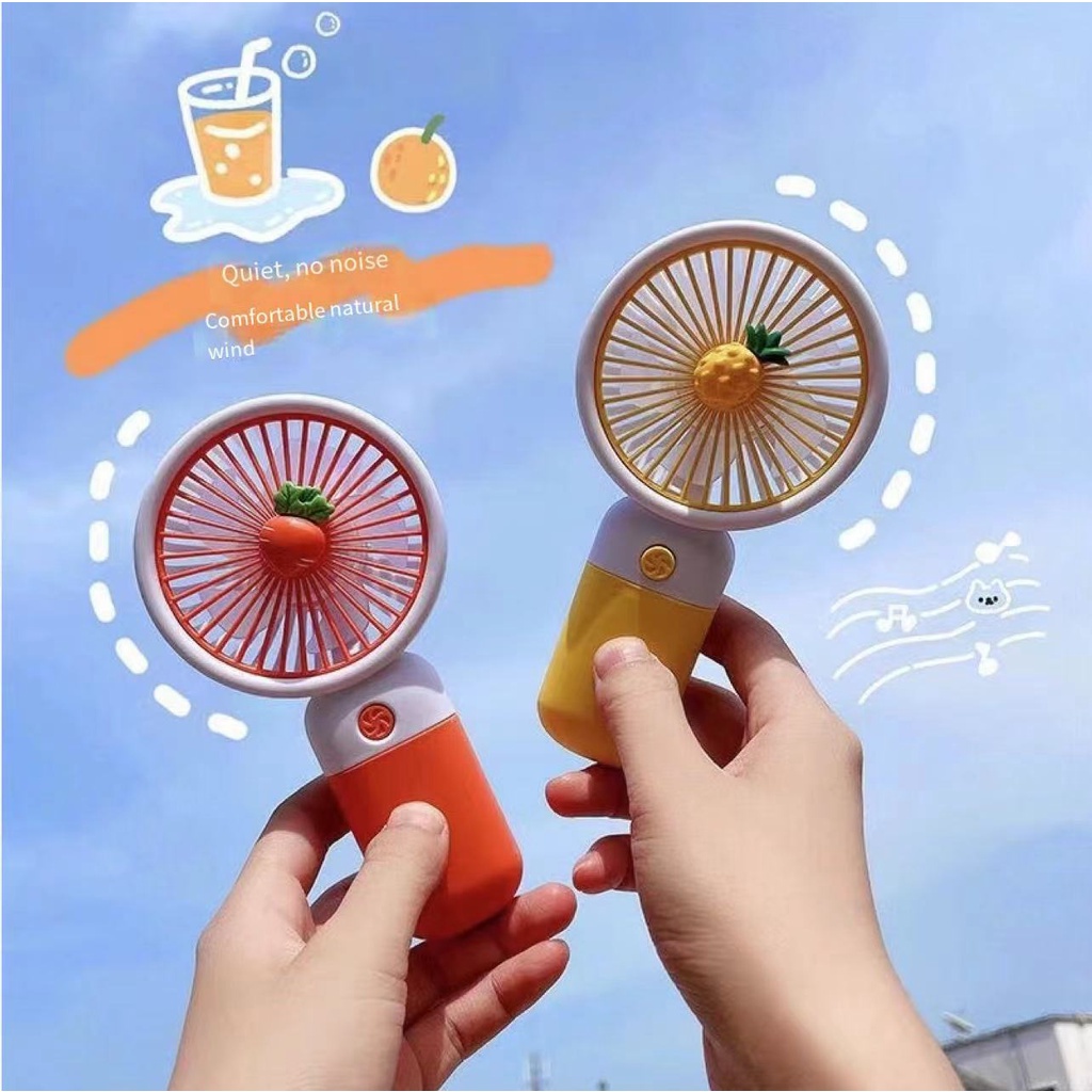 [COD] Kipas Angin Genggam Mini Portable Bentuk Buah Bahan Silikon Warna Permen Untuk Outdoor Mini Fan