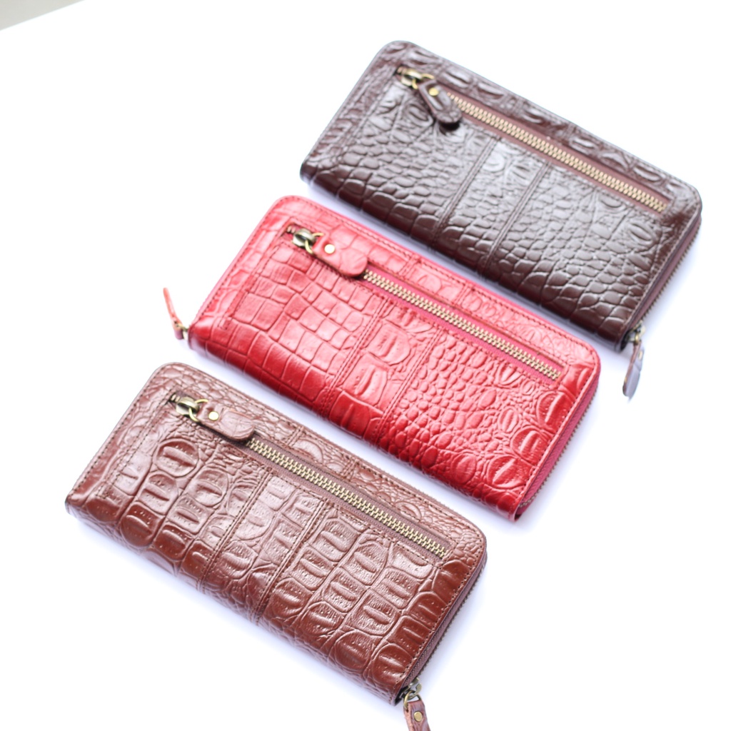 NEW !! DOMPET PANJANG WANITA BAHAN KULIT SAPI ASLI MODEL CLARA BANYAK SLOT KARTU / GRATIS GRAVIR NAMA