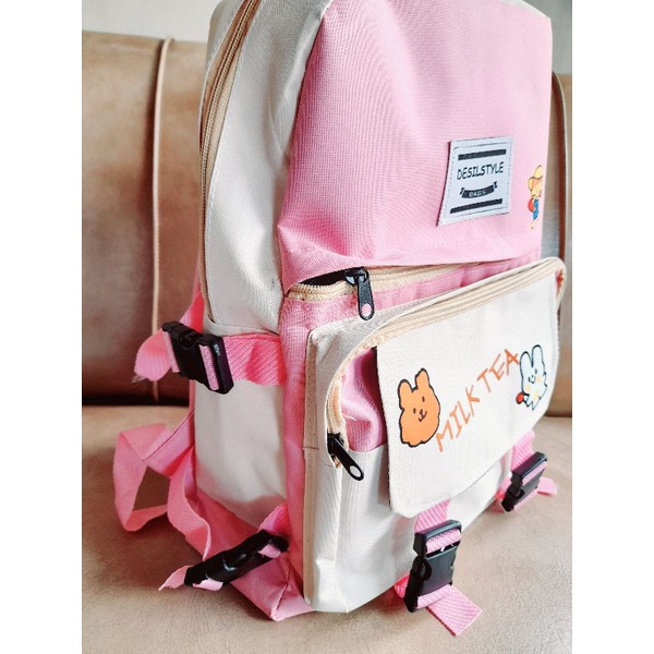 BIG RAMADHAN SALE TAS RANSEL WANITA KOREAN STYLE/HARAJUKU STYLE/TAS SEKOLAH SD SMP SMA #TASGAMBARMILKTEA-4