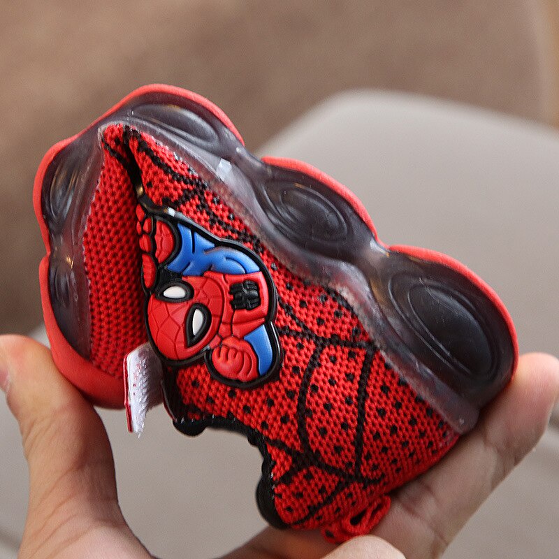 Sepatu Sneaker Anak Laki Laki - Sepatu Anak Perempuan Ultra Light Super LED Sport Import HERO MOTIF SPIDERMAN Running Shoes