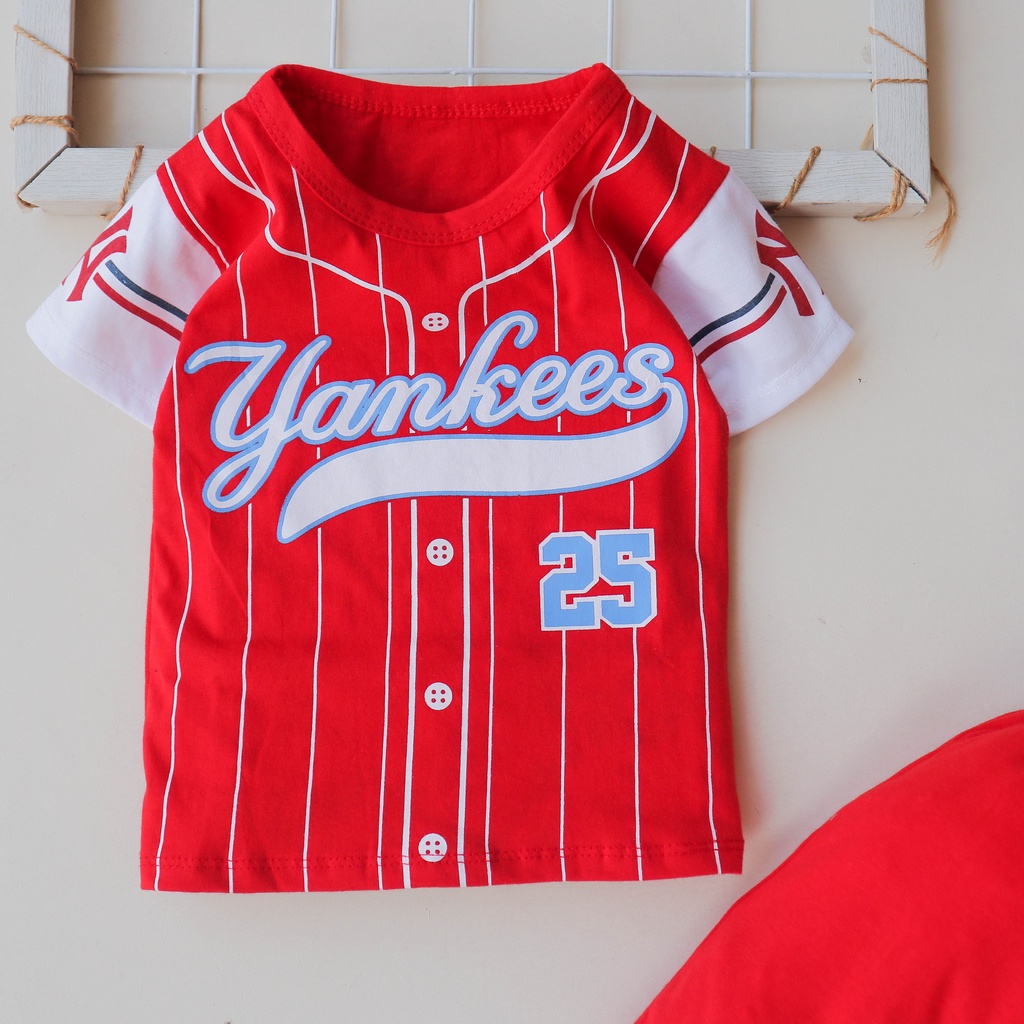 Nuna Store Setelan Baju Celana Anak Bayi Laki-laki Usia 6 bulan - 3 tahun IMK Motif Yankees 25