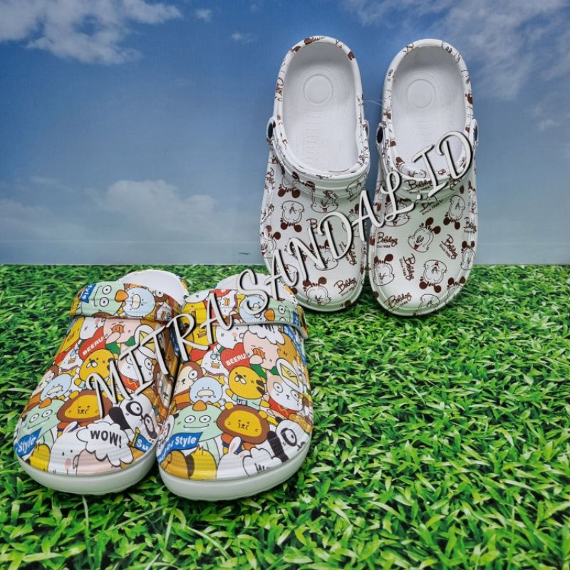 HEMA Sendal Kodok Pria Wanita Printing FANTASY  / Sendal Baim / Sepatu Sandal Crocs New Motif