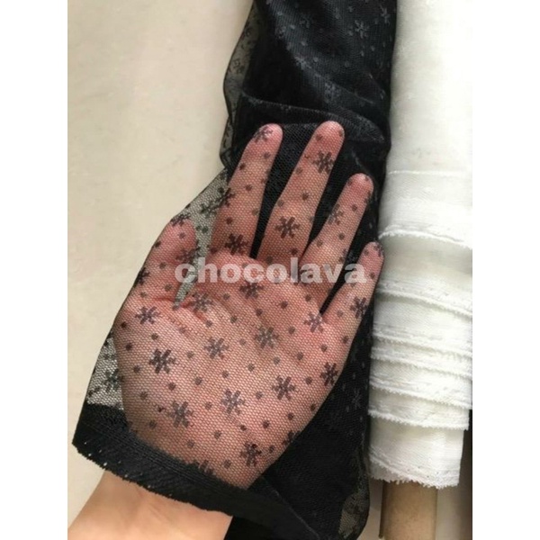 Kain Bahan Tile Motif Salju / Kain Tulle Snowflakes / Kain Bahan Bridesmaid Seragam Kondangan Kebaya