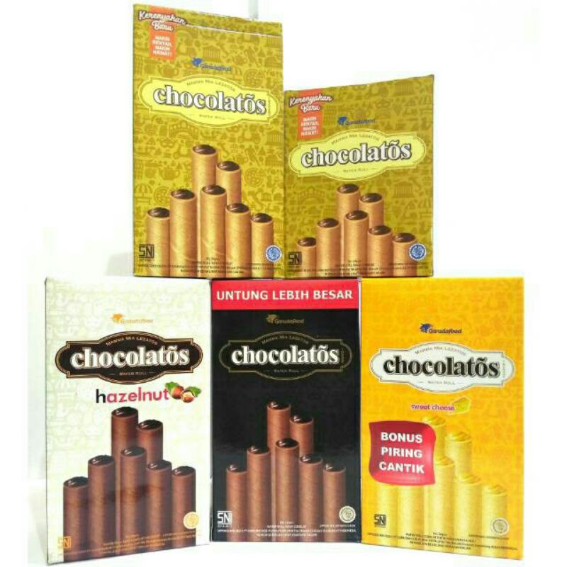 

CHOCOLATOS DARK CHOCO / HAZELNUT /CHEESE 1 pack isi 24+1pcs