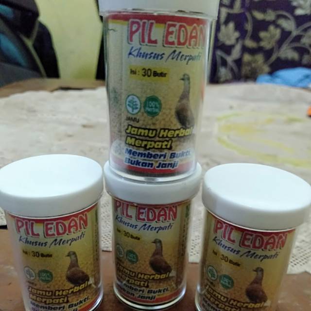 

PIL EDAN jamu HERBAL 100%,kusus merpati tinggi & merpati balap,isi 25butir.
