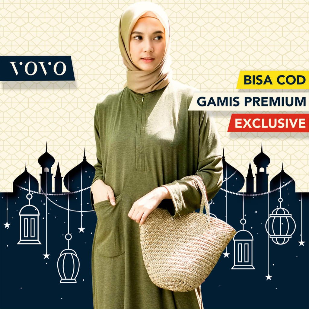 VOVO GAMIS KAOS KONDANGAN  HALLE -Dress Remaja Wanita Busui Kekinian Polos Premium Hijab Style 2021