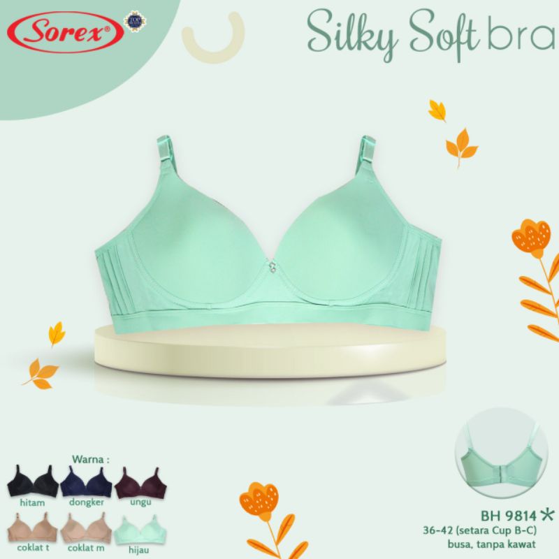 Bra Sorex 9814 uk. 36-42 cup C BH bra tanpa kawat,busa tipis silky