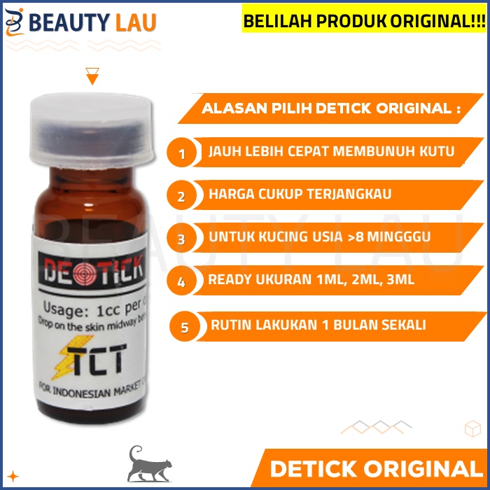 OBAT KUTU KUCING DETICK 3ML (20-40KG) 2ML (10-20KG) 1ML (1-10KG) DETIK ORIGINAL UNTUK KITTEN ADULT ANJING AMPUH DETIC MURAH