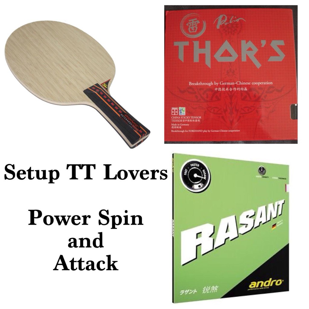 Setup Tenis Meja Pingpong Donic Ovtcharov Senso Carbon Rasant Thors