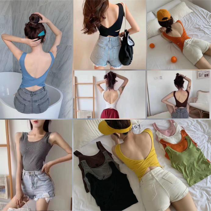 TANKTOP PUSH UP BACKLESS SLING TANKTOP TALI SILANG BELAKANG