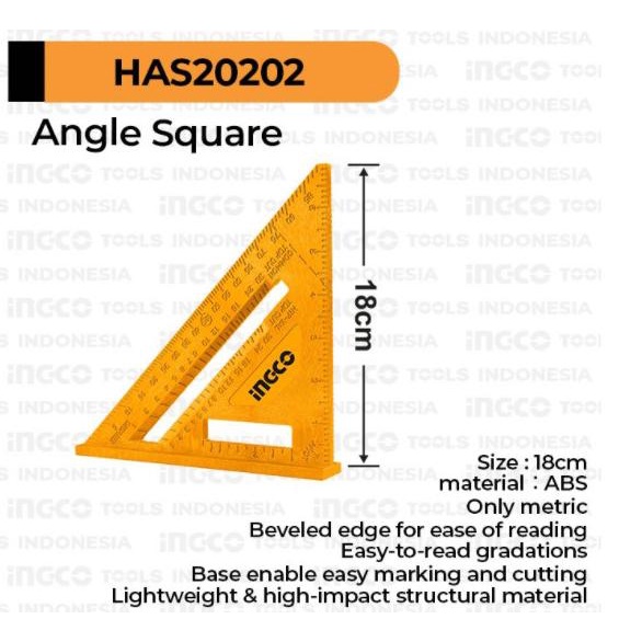 

Office & Stationery | Alat Tulis | Penggaris Segitiga Siku Tukang Speed Square 18 Cm Ingco Has20202 | Best Seller