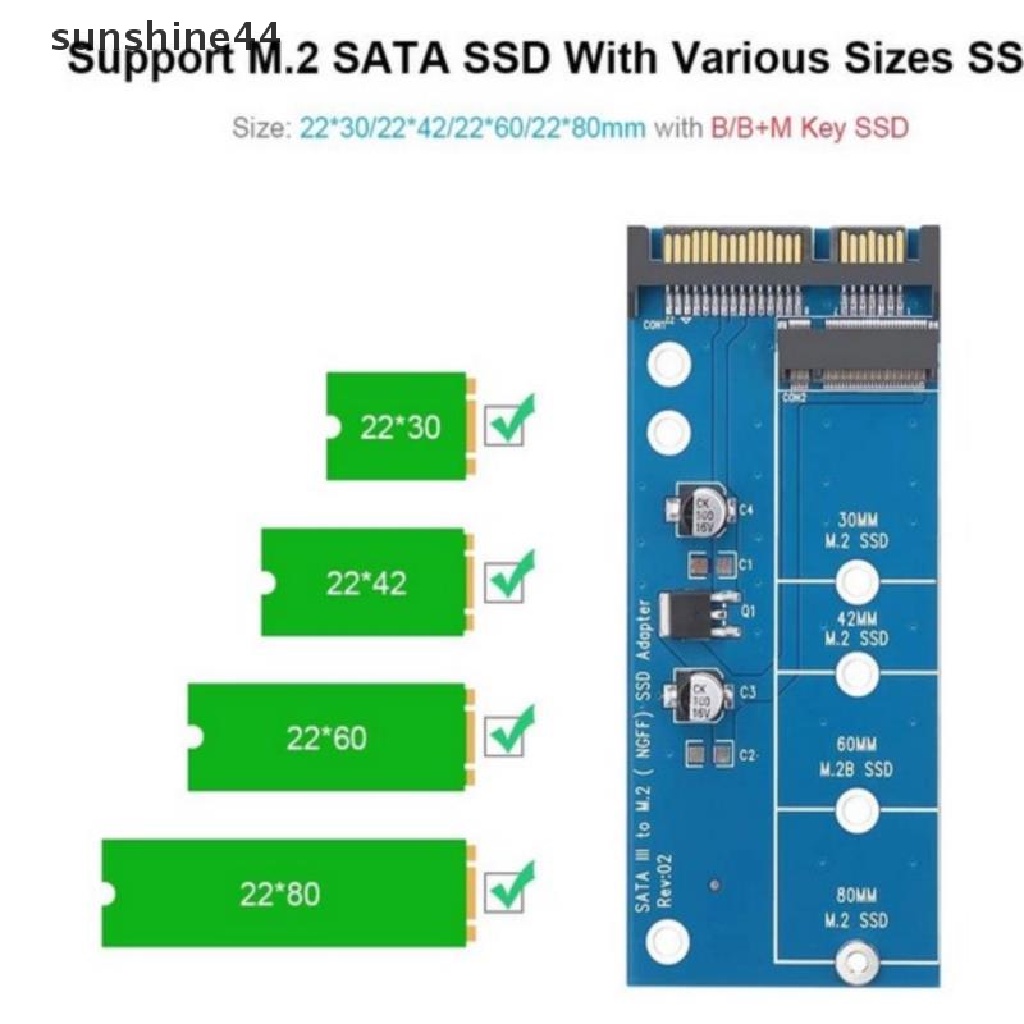 Sunshine Kartu Adapter Converter SATA Ke M2 NGFF SSD M.2 Ke SATA 3 III