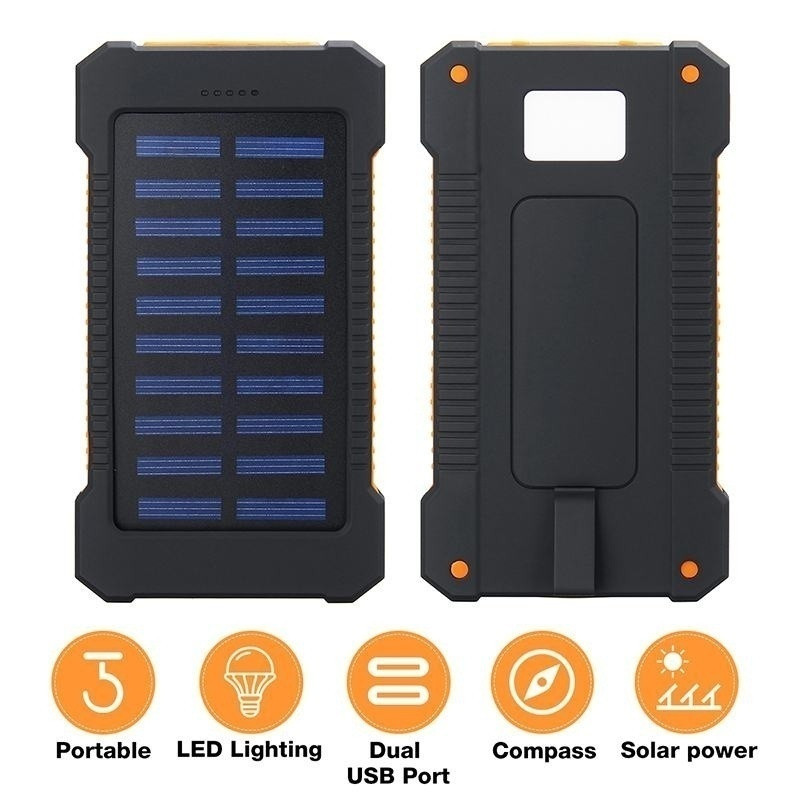 Solar 50000 mAh Powerbank Cell Tenaga Matahari Dual USB Flashlight Daya Ponsel