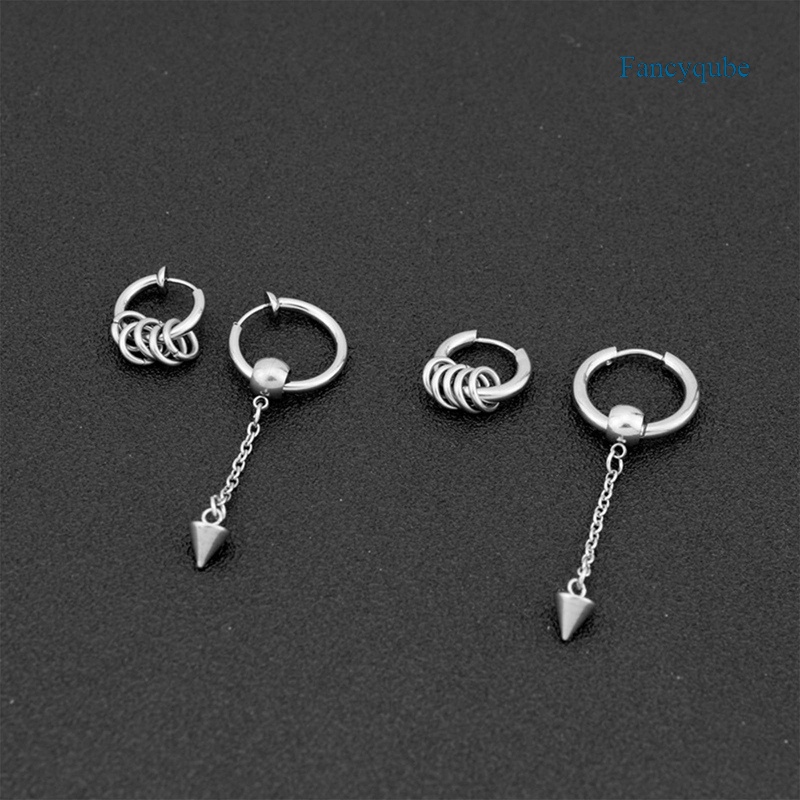 Fancyqube Anting Hoop Rantai Bahan Stainless Steel 2021 Gaya Punk Goth Hip Hop Untuk Pria Dan Wanita