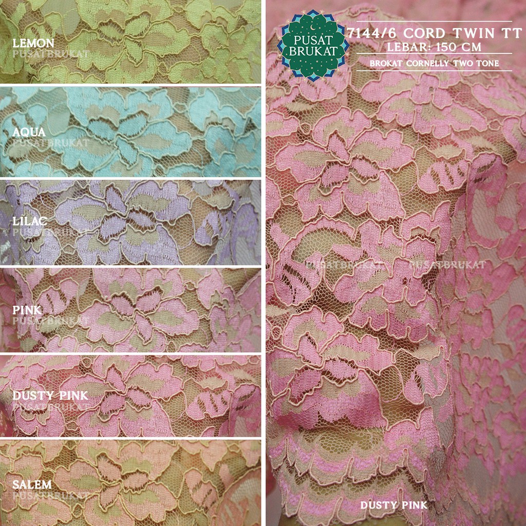 KAIN BRUKAT CORNELI 7144/6 CORD TT - BAHAN KEBAYA BROKAT CORNELLY TWO TONE DAYANA [harga per 0.5m]