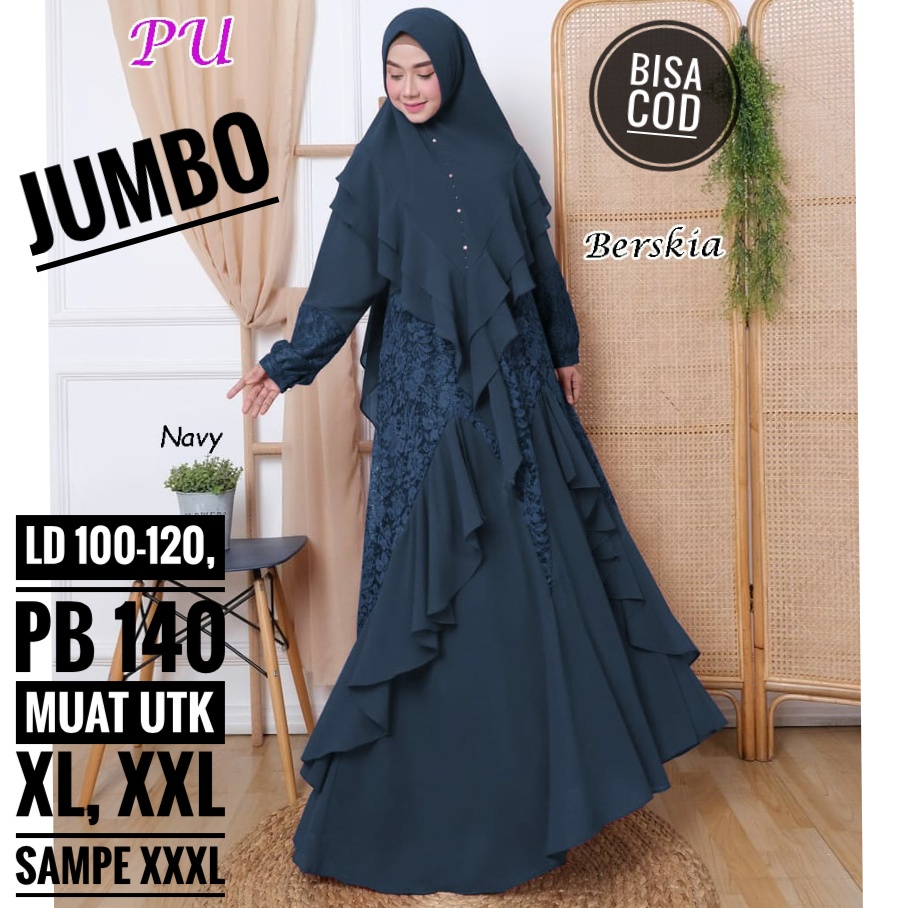 LD 110-120 GAMIS SYARI BRUKAT SABIYA / GAMIS SYARI BROKAT / BAJU PESTA BROKAT JUMBO XXXL