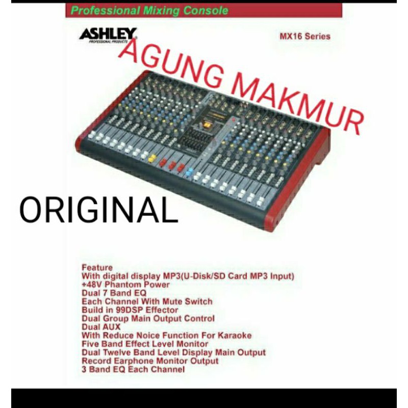 MIXER AUDIO ASHLEY MX16 ORIGINAL 16 CHANNEL