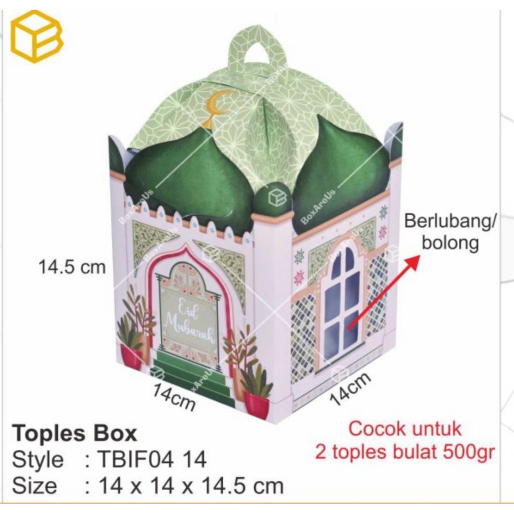 Dus Toples Lebaran Kubah Hijau TBIF04 - Box Toples Lebaran - Hijau Gosend/Grab Only