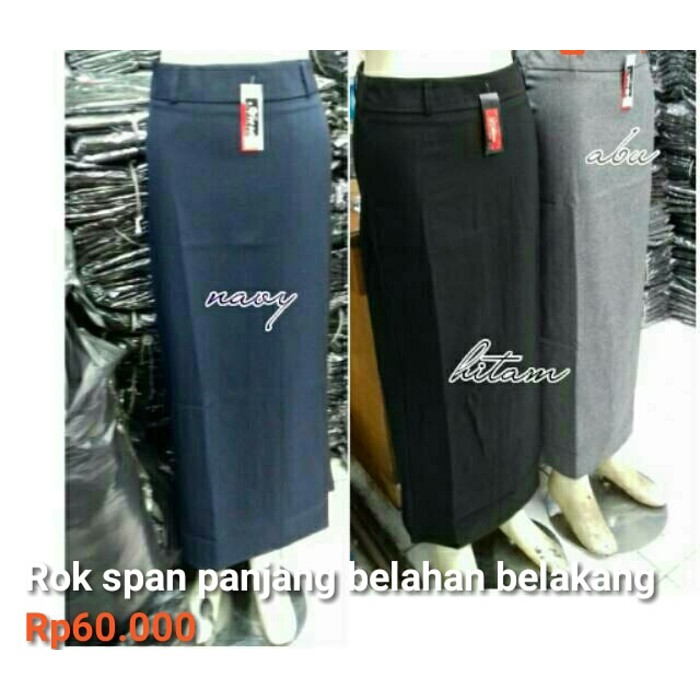 rok span panjang wanita.rok span belah belakang.rok span formal wanita - Hitam- L