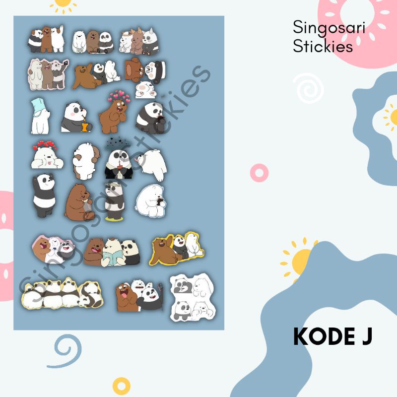 

[Min 3 set] Singosari stickies bear bears /sticker aesthetic /sticker vynil /sticker mini /sticker lucu