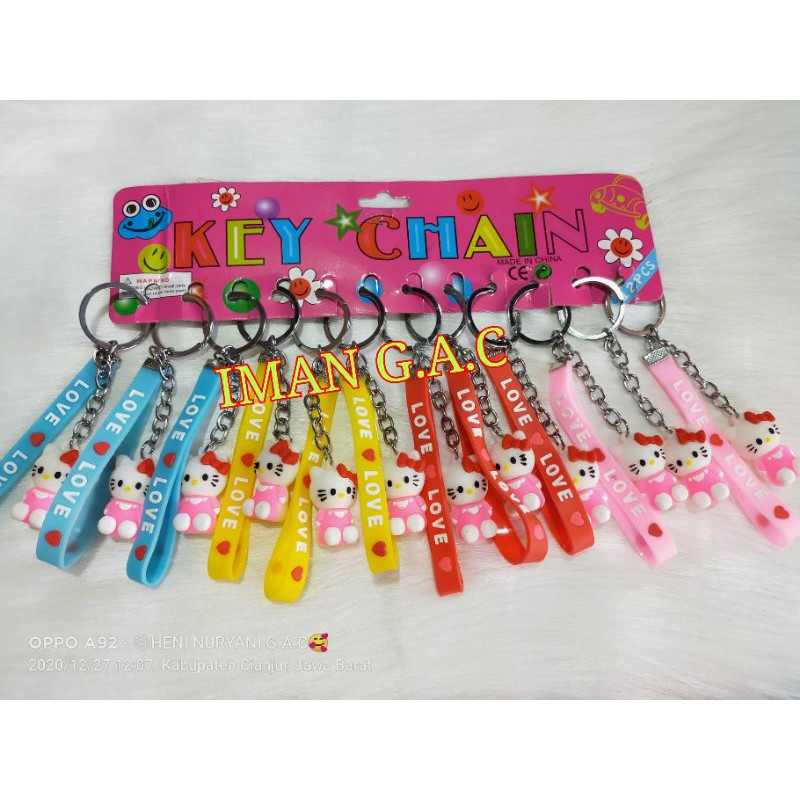 gantungan kunci hellokitty lov isi 12pcs/gantungan kunci karakter