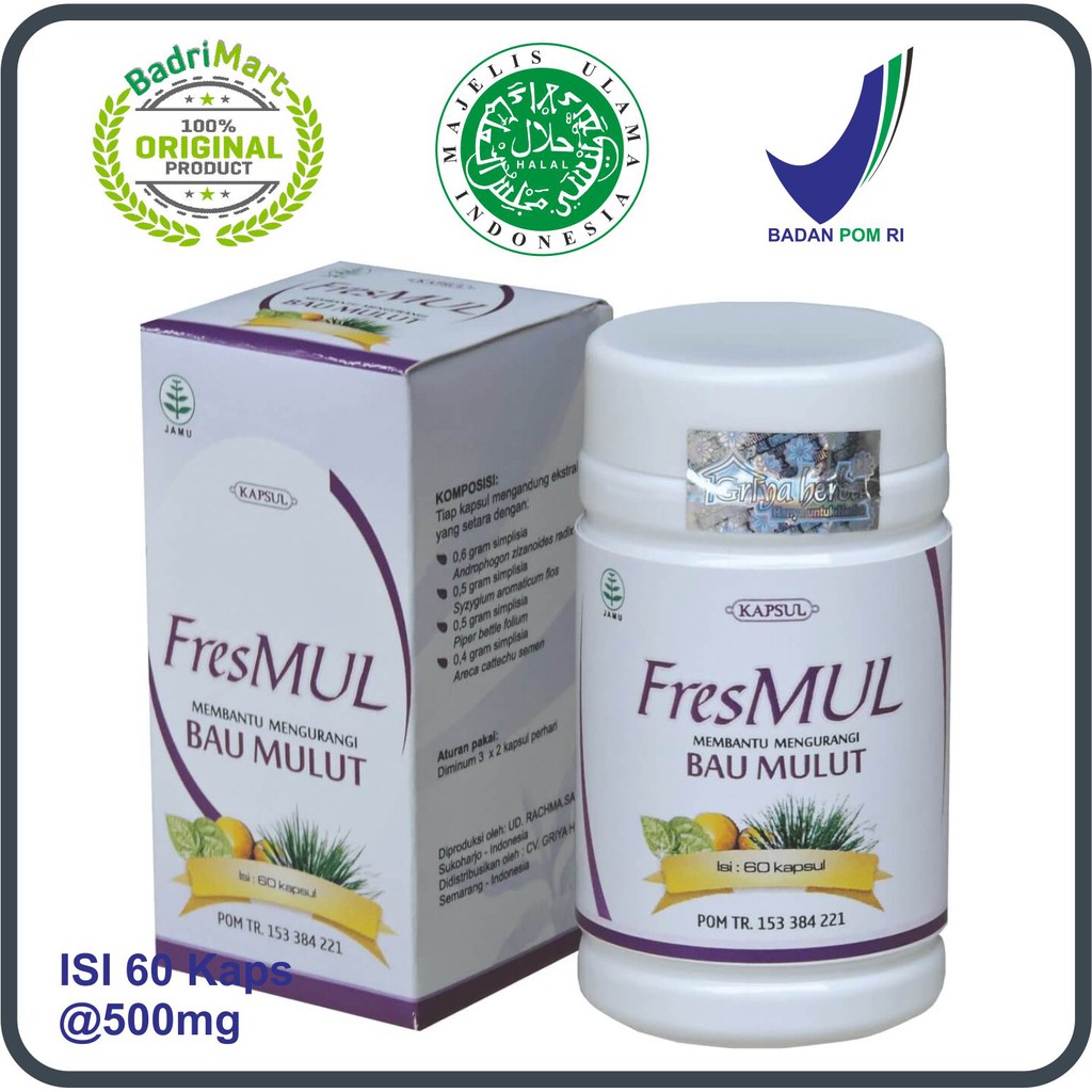 

FRESMUL BIKIN MULUT FRESH Herbal Anti Bau mulut 60 kpsl Original herbal