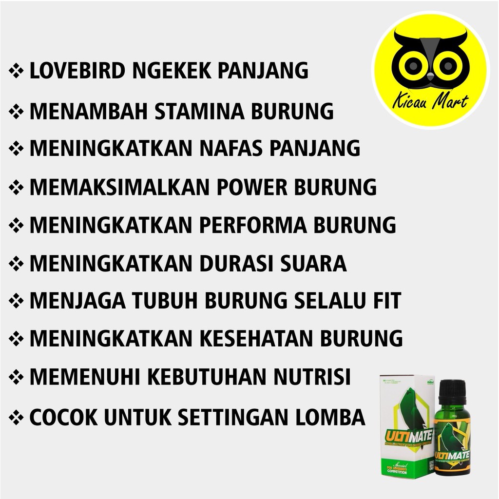 VITAMIN OBAT BURUNG LOVEBIRD ULTIMATE HERBAL ORBIRD PENAMBAH NGEKEK KONSLET ATASI MACET BUNYI VUDHEOR