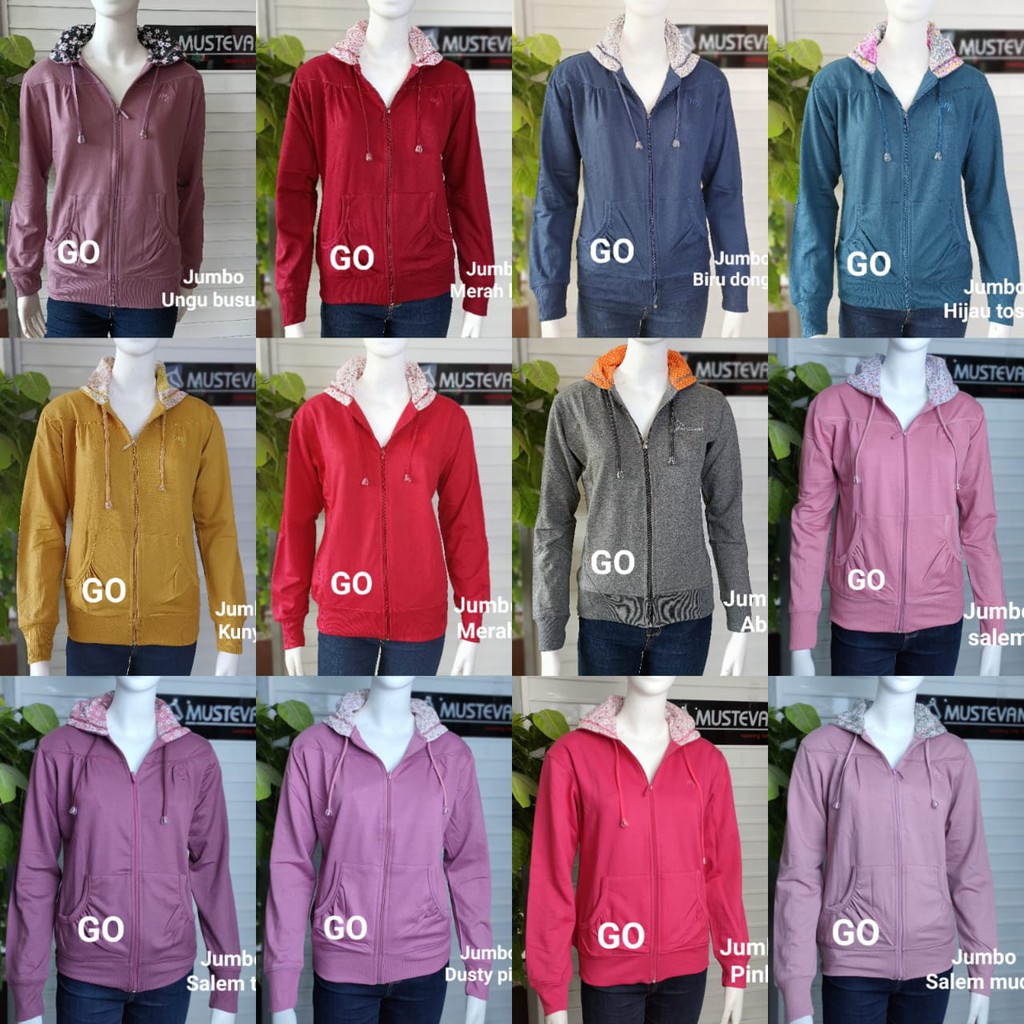 gos MUSTEVANS BIG SIZE JAKET WANITA Extra Size Jumbo Mama Size Sweater Polos Katun Casual Santai