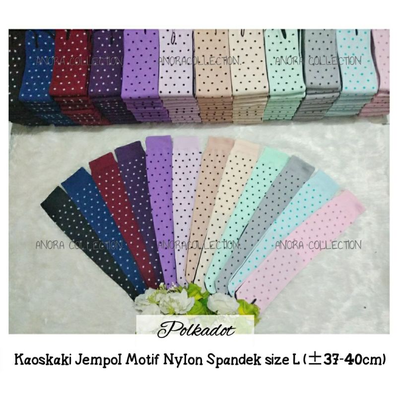 Kaoskaki POLKADOT motif jempol warna panjang muslimah nylon spandek