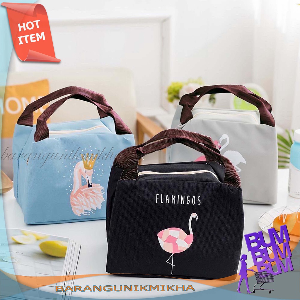 Tas Bekal Karakter /Lunch Bag / Perlengkapan Bekal Anak Sekolah / Tas Bekal MOTIF FLAMINGGO