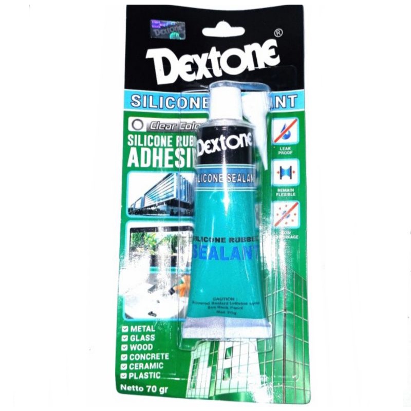 Lem Silikon Kaca/Aquarium Silicone Sealant Dextone Clear 70gram