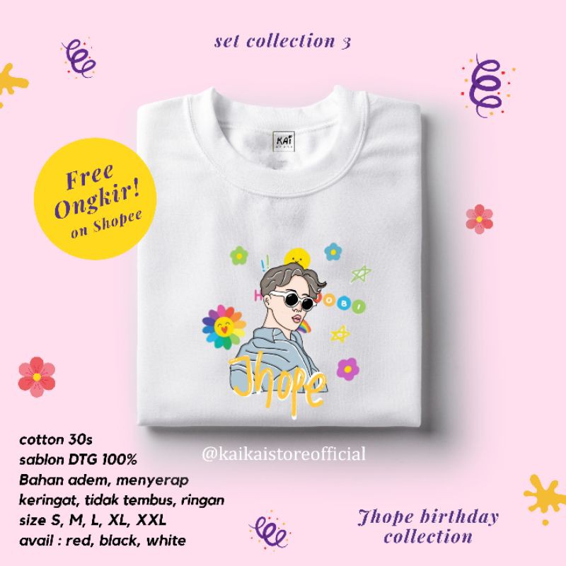Baju Kaos Jhope BTS Vintage Korea Kpop Daily Outfit BIRTHDAY SERIES