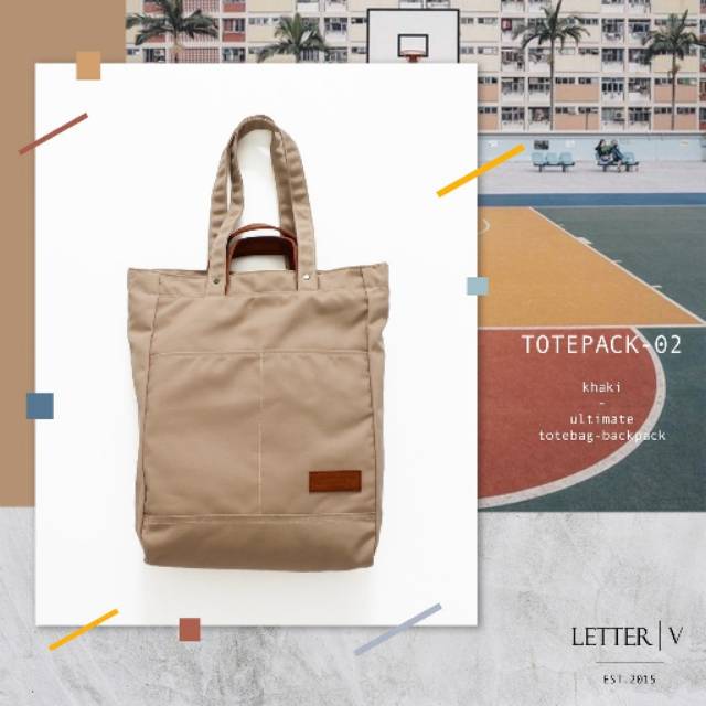 tas totebag / LETTERV TOTEPACK 02  khaki
