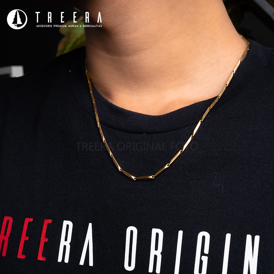 Treera - Titanium Kalung Pria Anti Karat Anti Luntur Original Model Padi