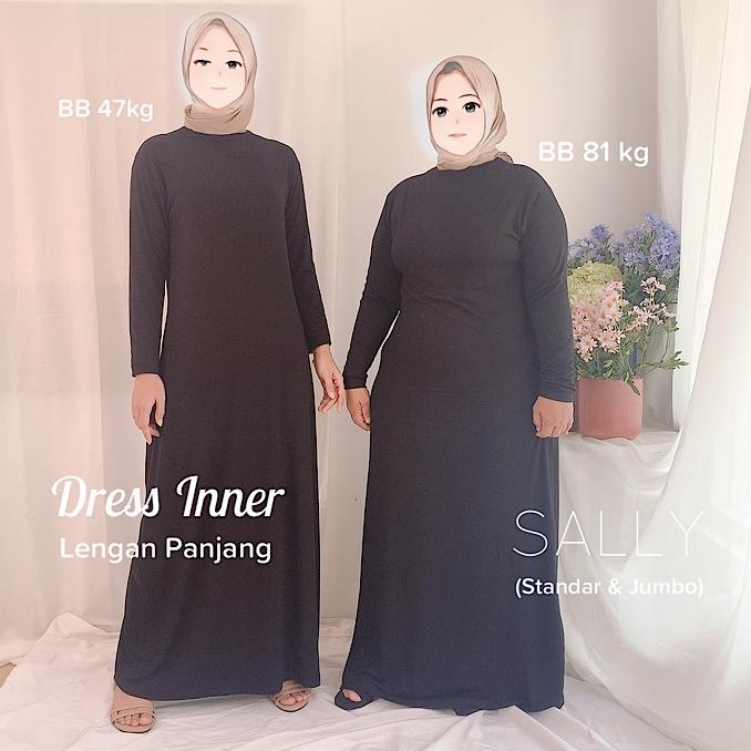 Dress Inner Kaos Rayon Lengan Panjang, Gamis Dalaman Katun