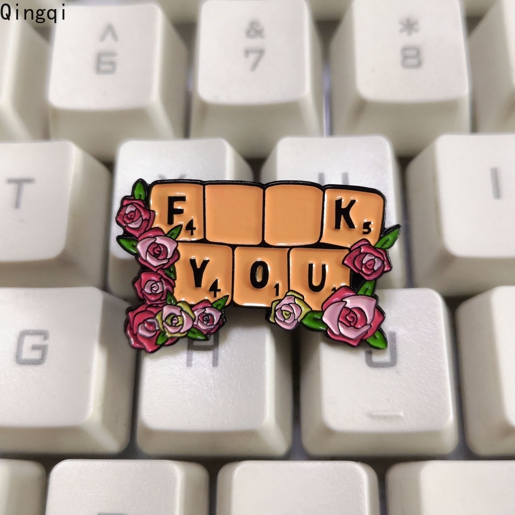 Bros Pin Enamel Bentuk Bunga Mawar Keyboard Untuk Hadiah