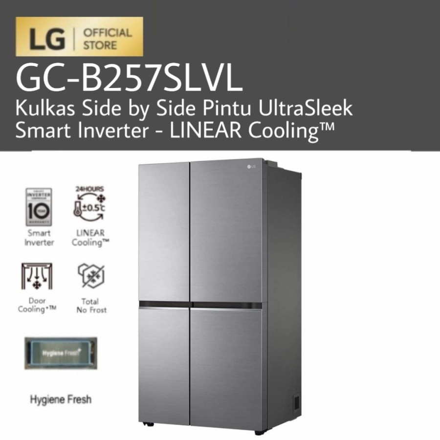 LG GC-B257SLVL Kulkas Side by Side Pintu Ultra Sleek Smart Inverter 647L