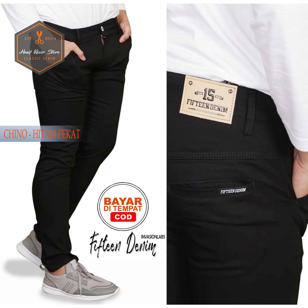 CELANA CHINO PANJANG TERLARIS FIFTEEN DENIM cowo/pria murah original skiny semi slimfit