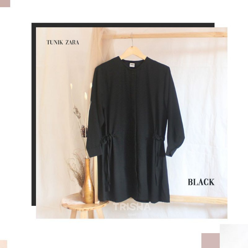 Tunik Zara Hitam Crepe georgette XXL jumbo