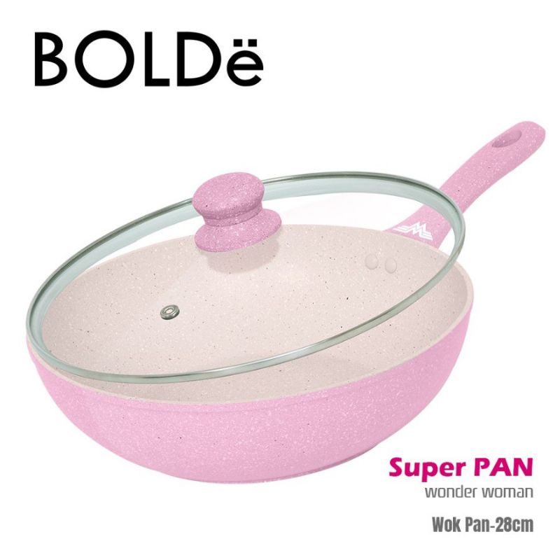 BOLDe Super Pan Sakura Peach Wonder Woman Wok 28cm + Tutup Lid