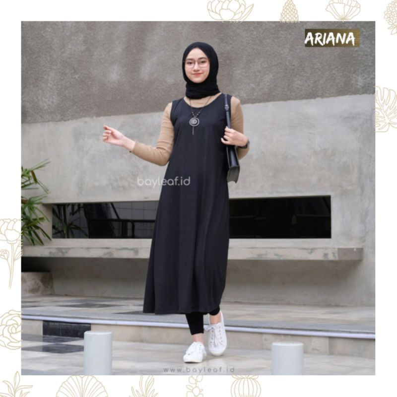 Ariana Long Outer Inner Bayleaf Midi Dress Baju Panjang Wanita