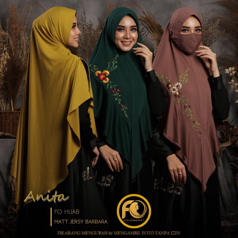 HIJAB INSTAN, ORIGINAL FO ANITA, JILBAB JUMBO, BUNGA FREE MASKER